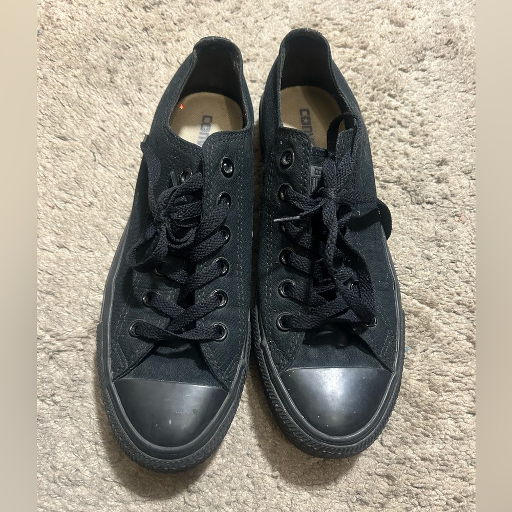 Converse all star sneakers, all black. Unisex women 9.5, men 7.5. Like new